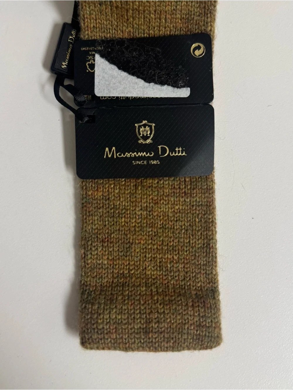 Massimo Dutti Men's Knit Tie in Olive Brown